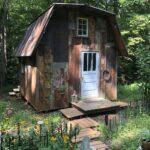 Rustic tiny house in the woods.