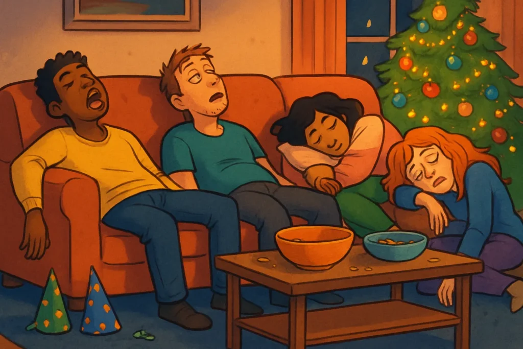 exhausted people Christmas