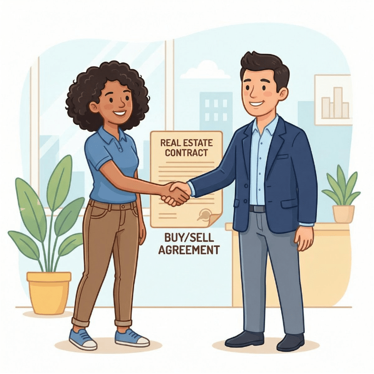 Wholesaler and real estate agent shaking hands